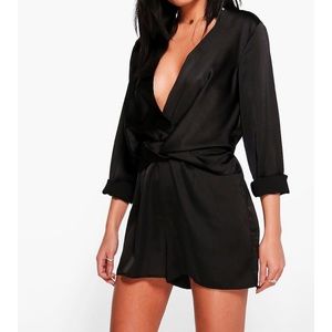 Black satin jumpsuit/romper